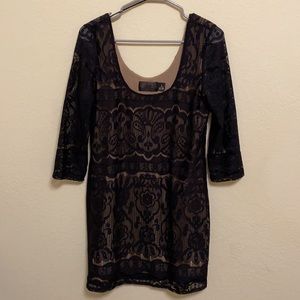 Lacy Black 3/4 Length Sleeve Dress